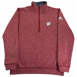Wisconsin Badgers 1/4 Zip Sweatshirt Men's Medium Team Issue Red Adidas Pullover